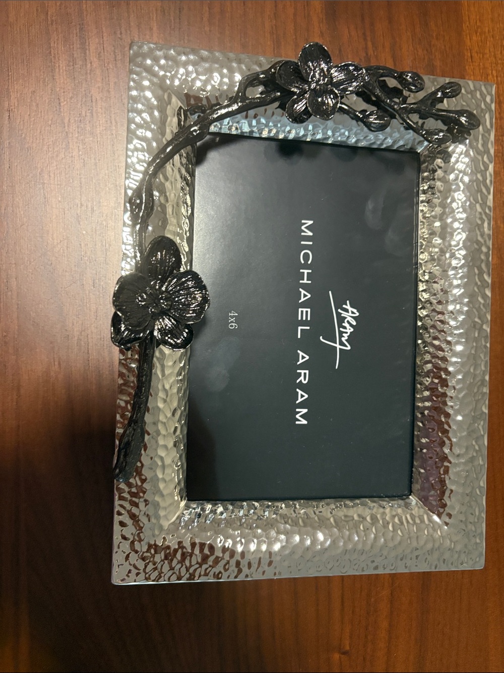 Michael Aram Silver Frame with Black Floral Accent
